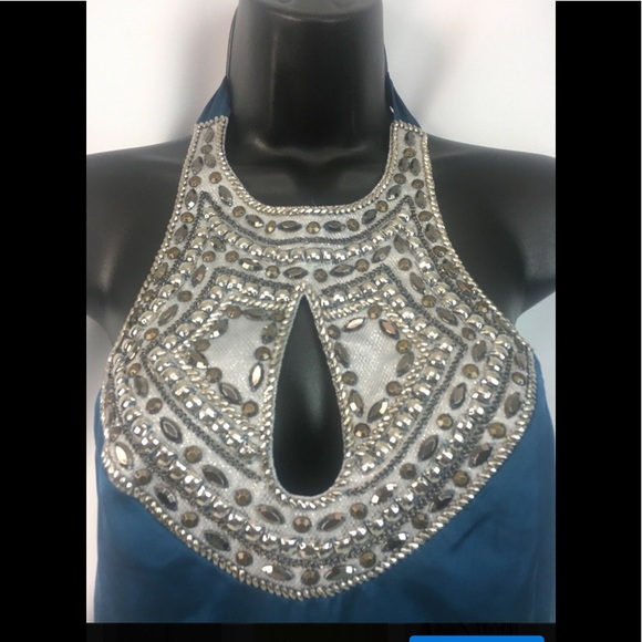 NWT Bebe Mixed Shiny Neck PC Halter Top/Blouse - Picture 3 of 8